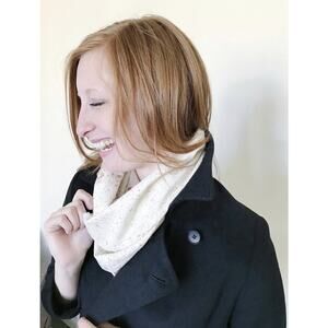 ARGAMAN & DEFIANCE Naturally Dyed Raw Silk Infinity Scarf White Rose Gold NEW